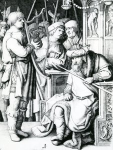 David tocando el arpa para Saúl de Lucas van Leyden